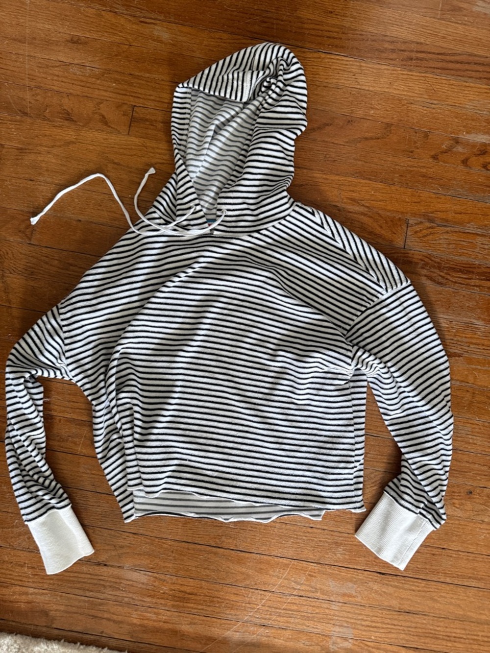AYR The Foam Hoodie Striped Black & White Terry Top